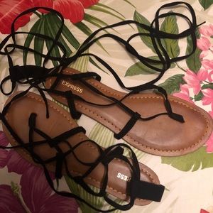 Express black lace up sandals